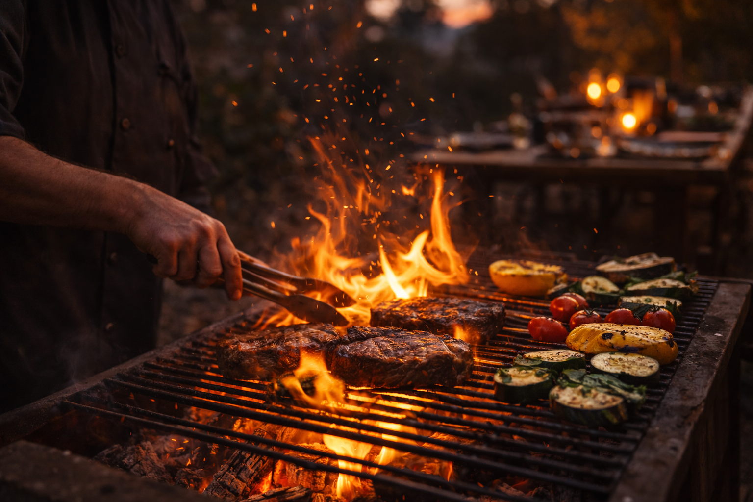 Elegant private dinner gathering outdoors